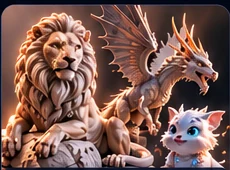 Detailed 3D animal and creature models